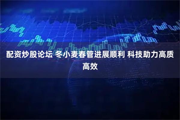 配资炒股论坛 冬小麦春管进展顺利 科技助力高质高效